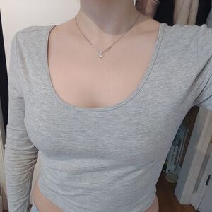 Gray Long Sleeve Women's Top